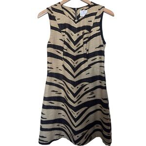 JULIE BROWN Tan Black Gold Metallic Tiger Print Sleeveless Mini Dress Medium 8